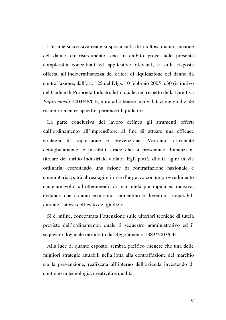 Anteprima della tesi: La contraffazione del marchio: effetti lesivi e tutela giuridica per una efficace strategia di contrasto, Pagina 5