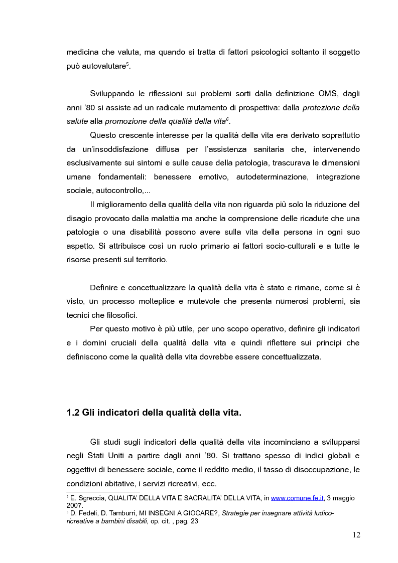Anteprima della tesi: Qualità della vita e tempo libero nel bambino con disabilità: l'esperienza di uno spazio-gioco, Pagina 6