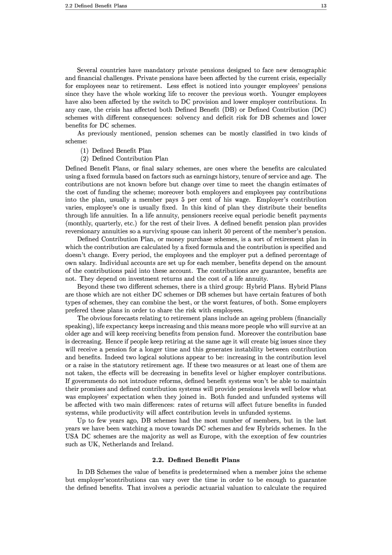 Anteprima della tesi: Pension Plans: a focus on Defined Benefit Pension Schemes, Pagina 9