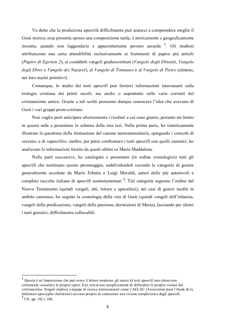 Anteprima della tesi: Sorella, madre e compagna. Maria Maddalena negli apocrifi del Nuovo Testamento, Pagina 2
