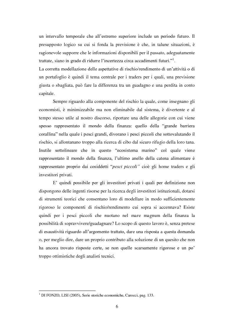 Anteprima della tesi: La previsione nei mercati finanziari. Un confronto tra analisi tecnica, modelli econometrici e reti neurali., Pagina 2