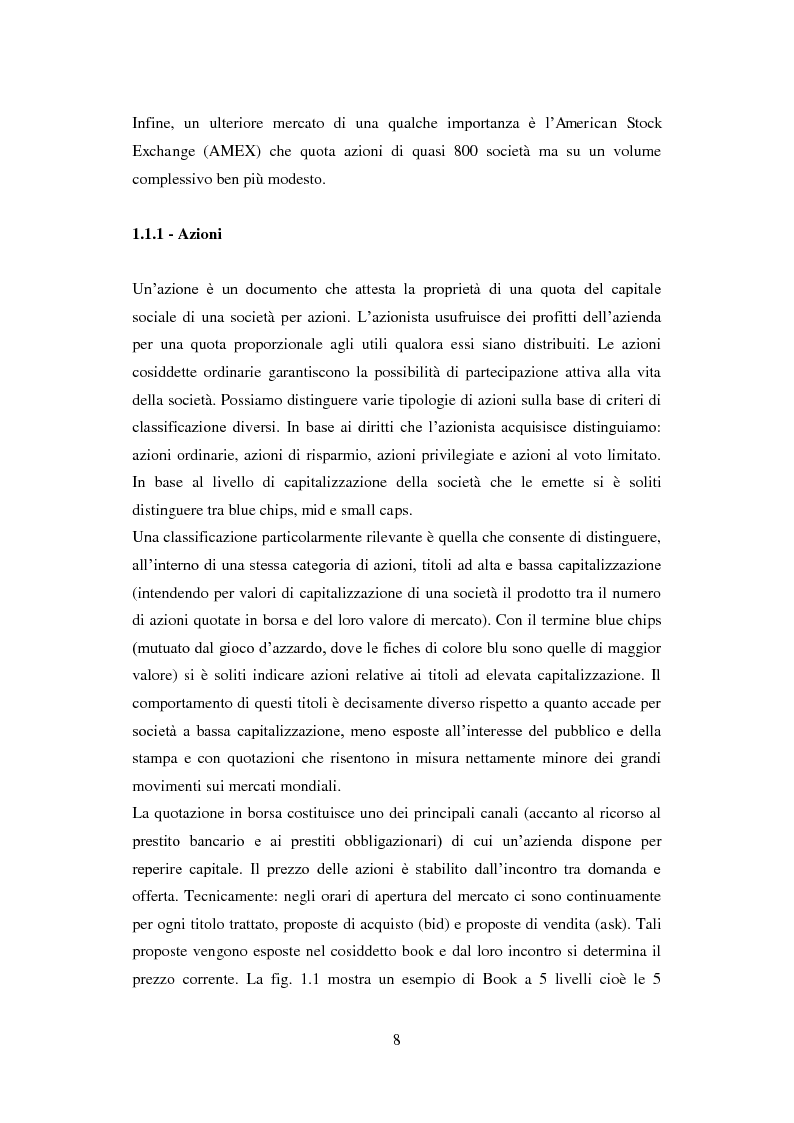Anteprima della tesi: La previsione nei mercati finanziari. Un confronto tra analisi tecnica, modelli econometrici e reti neurali., Pagina 4