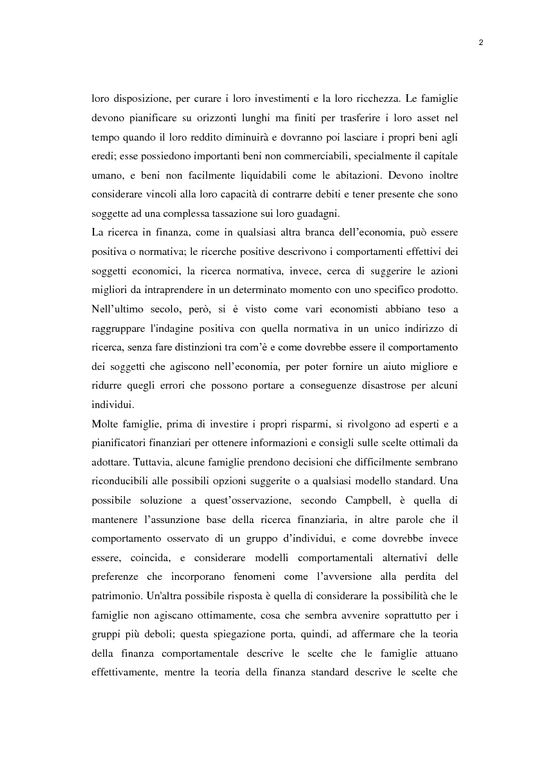 Anteprima della tesi: Household finance: gli investimenti delle famiglie italiane, Pagina 2