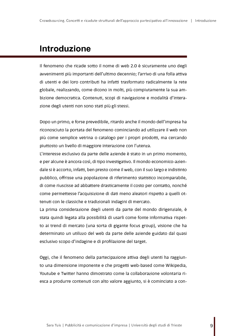 Anteprima della tesi: Crowdsourcing. Concetti e ricadute strutturali dell’approccio partecipativo all’innovazione, Pagina 3