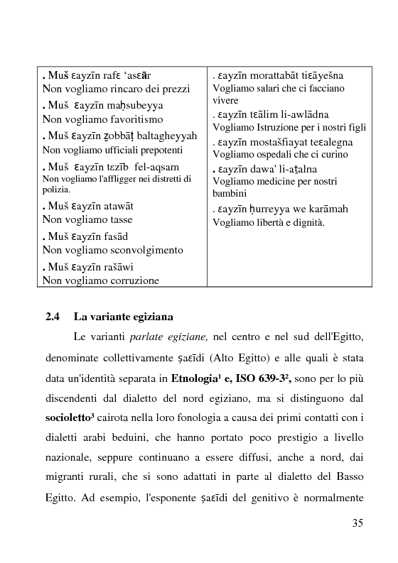 Anteprima della tesi: L'uso del dialetto egiziano nella cartellonistica pubblicitaria, Pagina 2