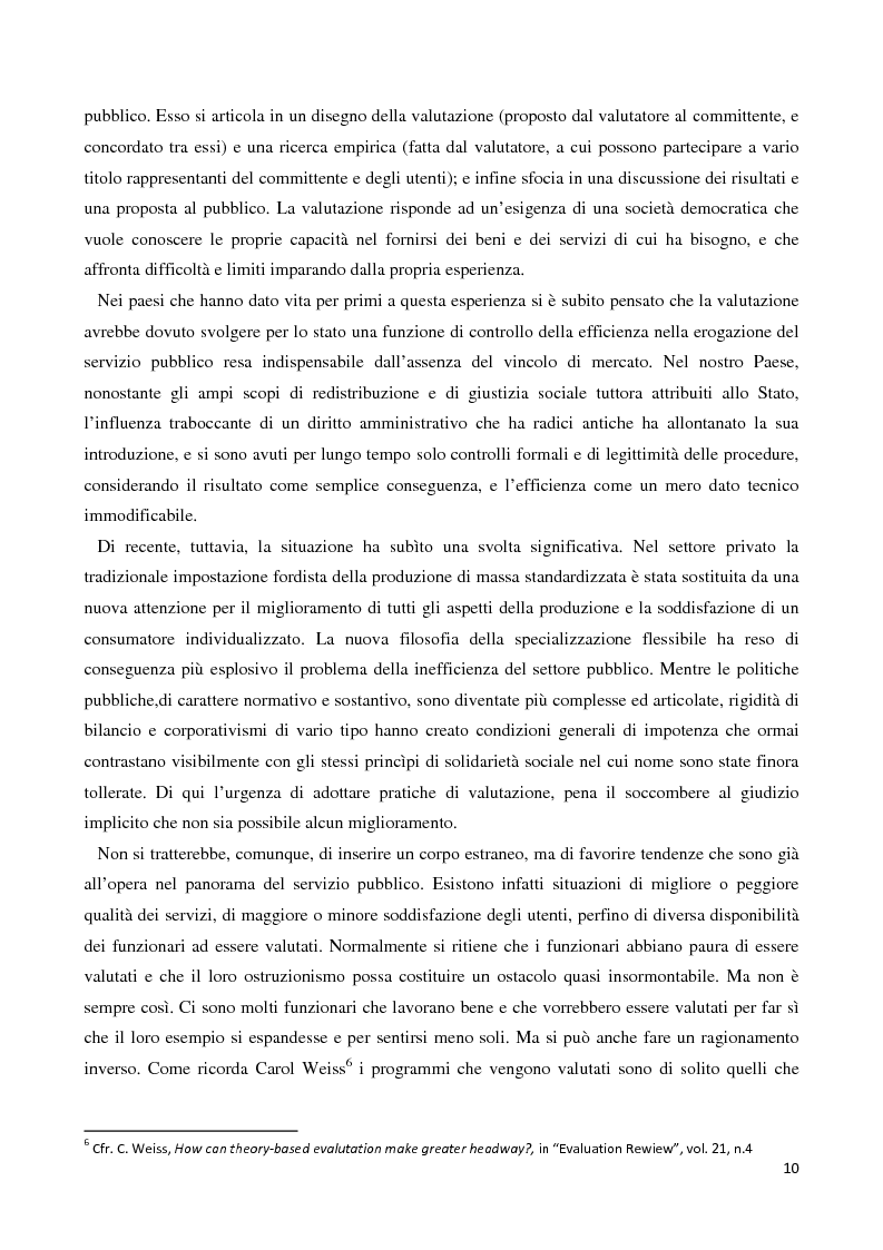 Anteprima della tesi: Valutare la Pubblica Amministrazione. Indagine di customer satisfaction nel Municipio VIII del Comune di Roma, Pagina 6