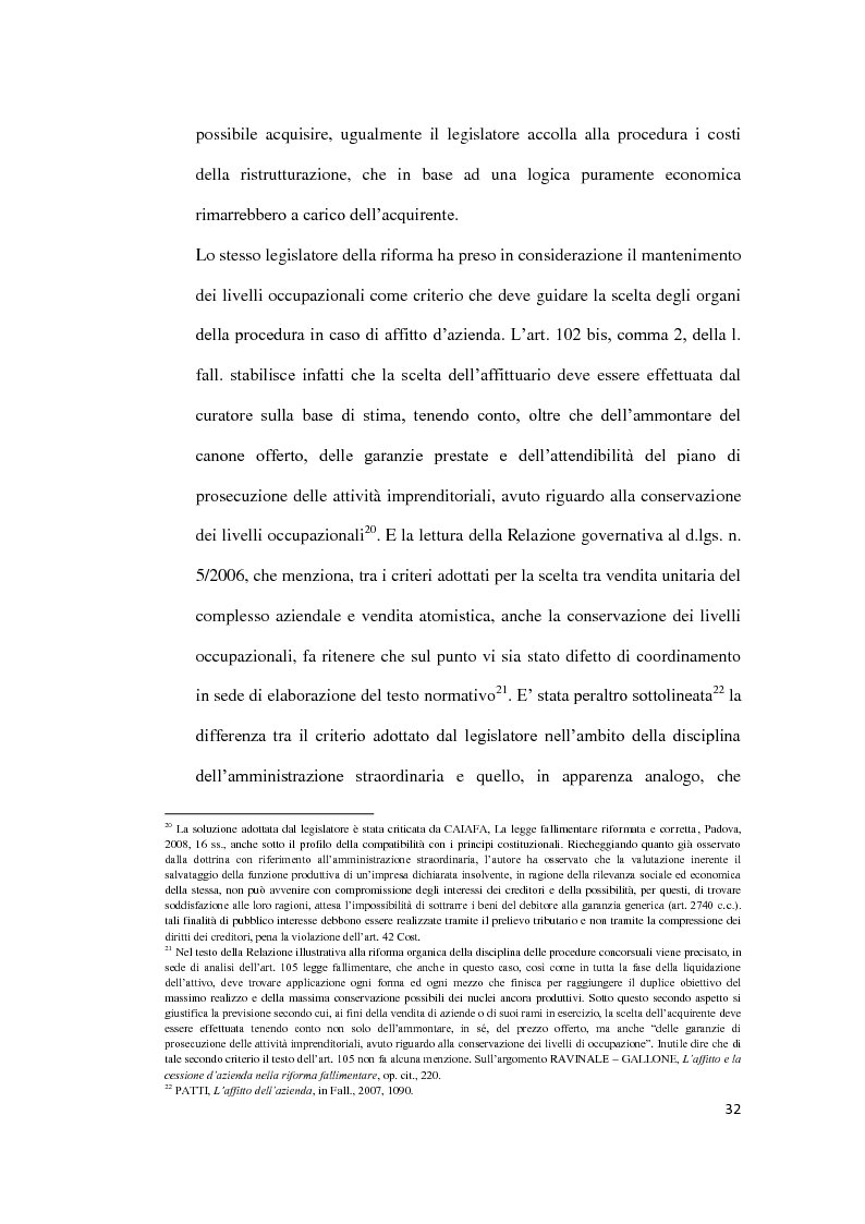 Estratto dalla tesi: La sorte dell'impresa nel fallimento