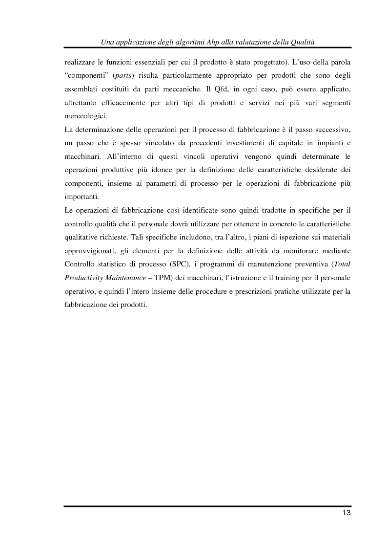 Anteprima della tesi: Una applicazione degli algoritmi Ahp alla valutazione della qualità, Pagina 6