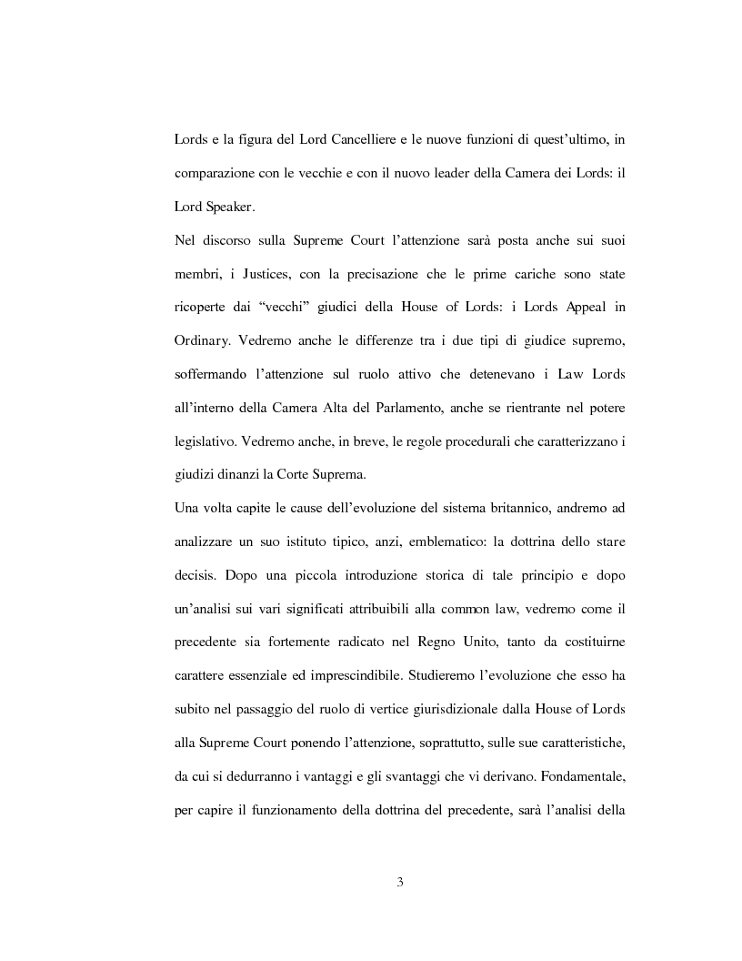 Anteprima della tesi: La Corte Suprema del Regno Unito e la dottrina dello stare decisis. Un'analisi comparatistica, Pagina 3