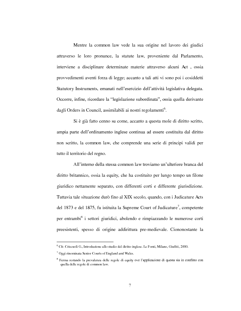 Anteprima della tesi: La Corte Suprema del Regno Unito e la dottrina dello stare decisis. Un'analisi comparatistica, Pagina 7