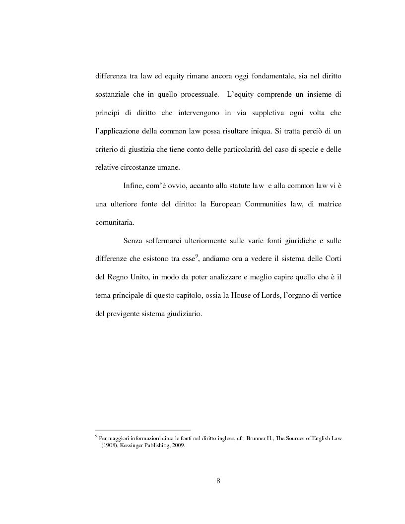 Anteprima della tesi: La Corte Suprema del Regno Unito e la dottrina dello stare decisis. Un'analisi comparatistica, Pagina 8