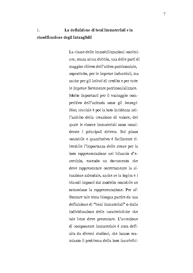 Anteprima della tesi: La valutazione in bilancio delle immobilizzazioni immateriali: un confronto tra PCN e IAS/IFRS, Pagina 4