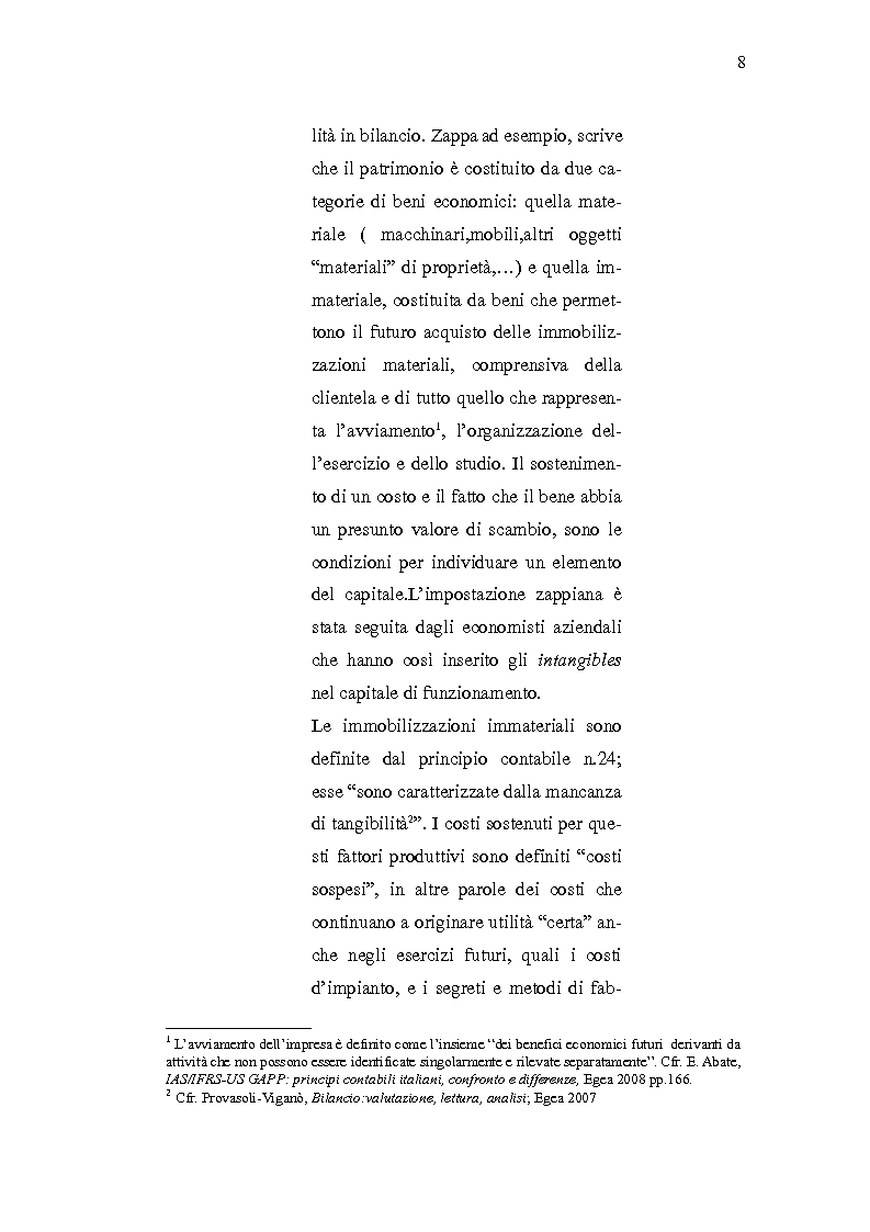 Anteprima della tesi: La valutazione in bilancio delle immobilizzazioni immateriali: un confronto tra PCN e IAS/IFRS, Pagina 5