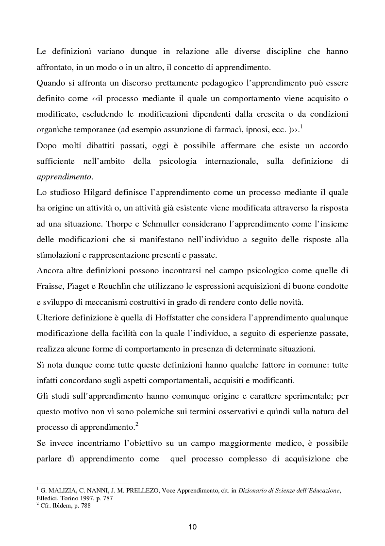 Anteprima della tesi: Apprendere con difficoltà. Problematiche psicopedagogiche., Pagina 4