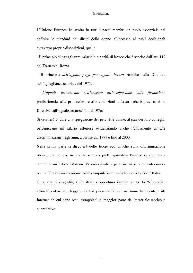 Anteprima della tesi: Analisi econometrica dei differenziali salariali per genere in Italia, Pagina 5