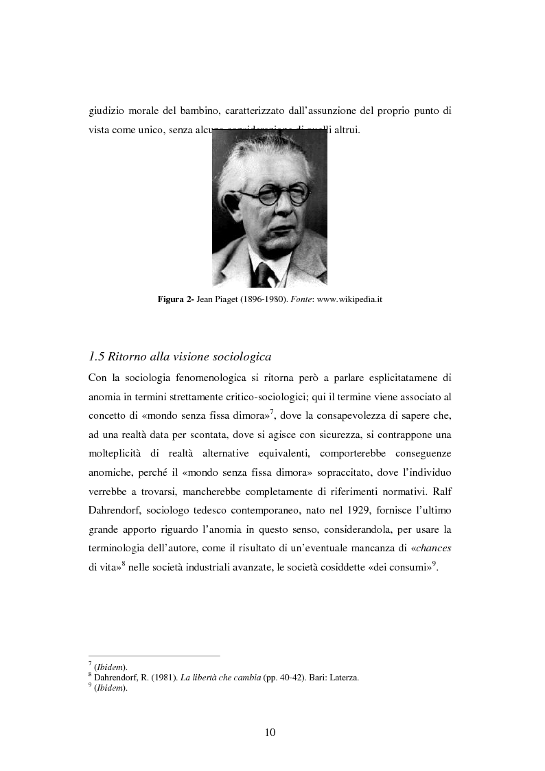 Anteprima della tesi: L'anomia, tra sociologia e psicologia, Pagina 5