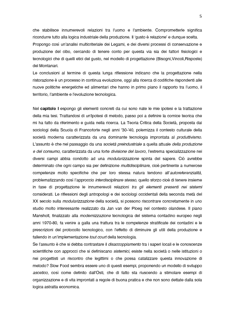 Anteprima della tesi: Il progetto nella ristorazione: un approccio sistemico e relazionale tra cibo e territorio, Pagina 2
