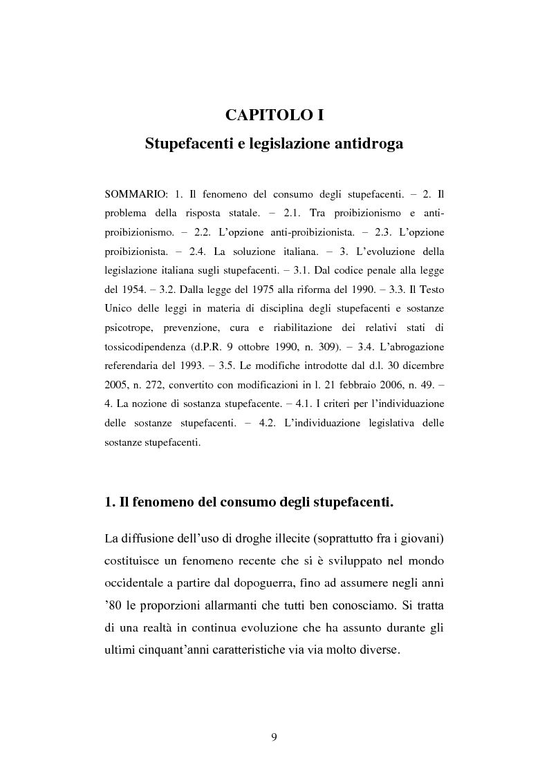 Anteprima della tesi: La disciplina degli stupefacenti. Le condotte sanzionate. In particolare: i traffici illeciti di droga., Pagina 6