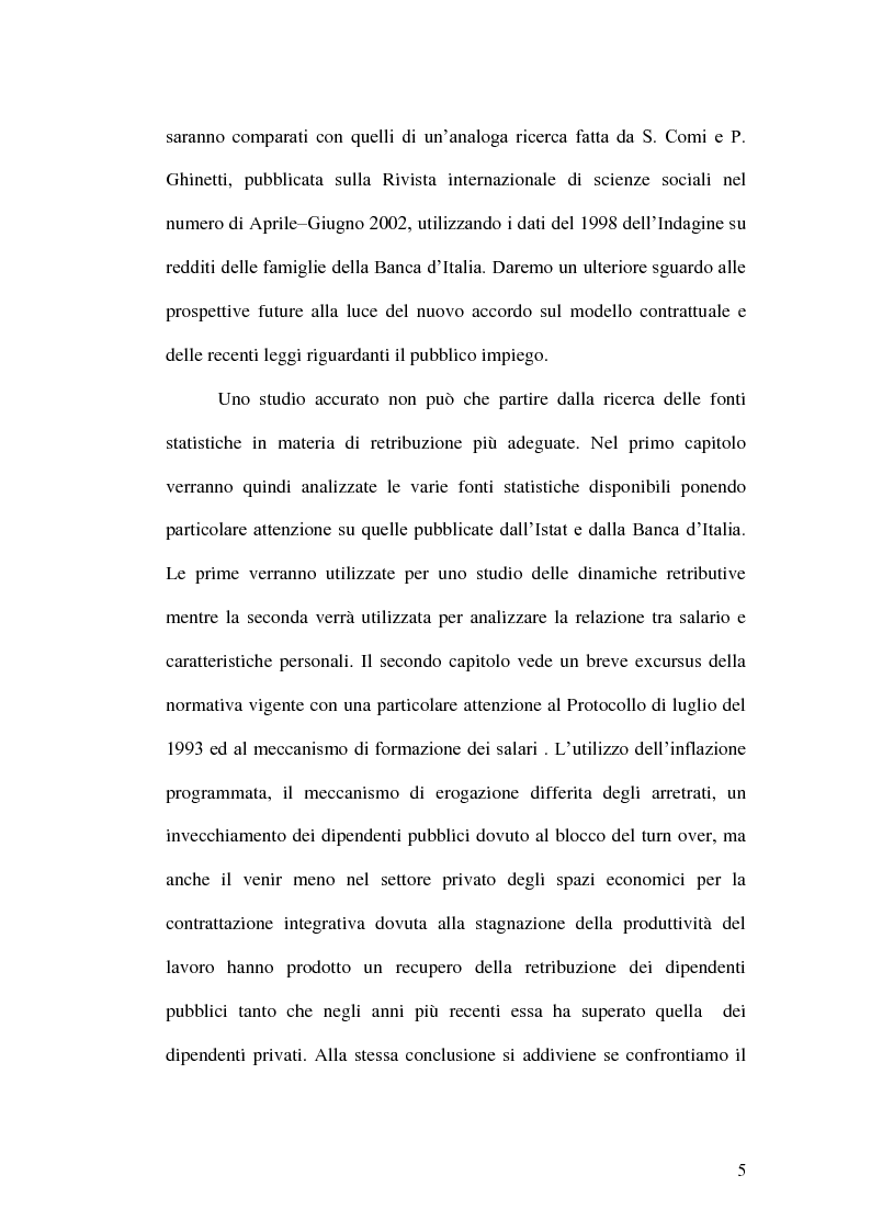 Anteprima della tesi: Distribuzione dei salari in Italia. Confronti e tendenze pubblico privato, Pagina 3