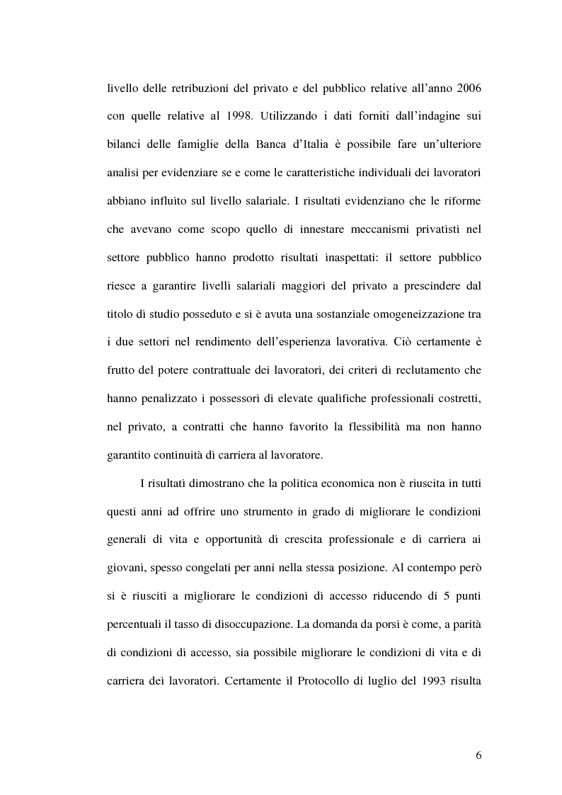Anteprima della tesi: Distribuzione dei salari in Italia. Confronti e tendenze pubblico privato, Pagina 4