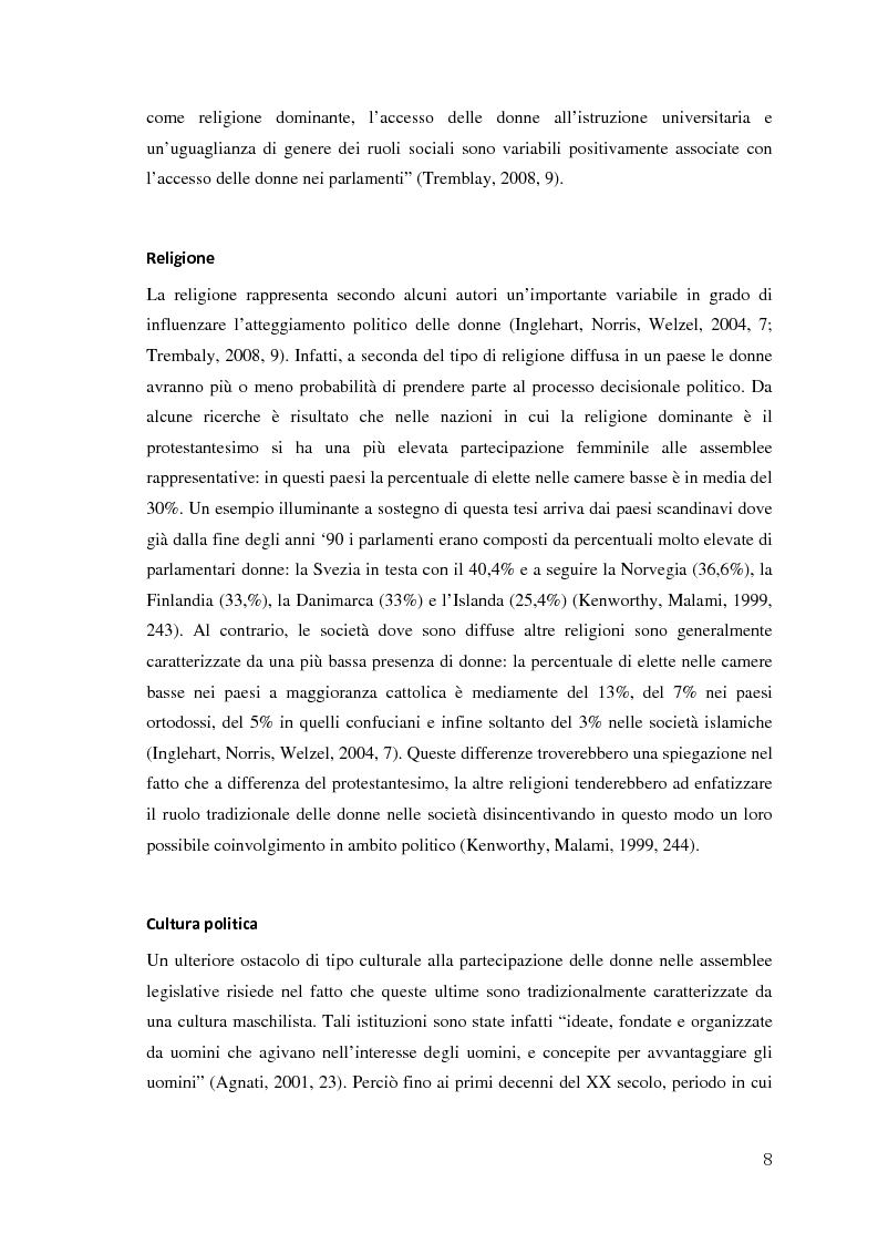 Anteprima della tesi: La rappresentanza politica femminile: un’analisi comparativa, Pagina 9