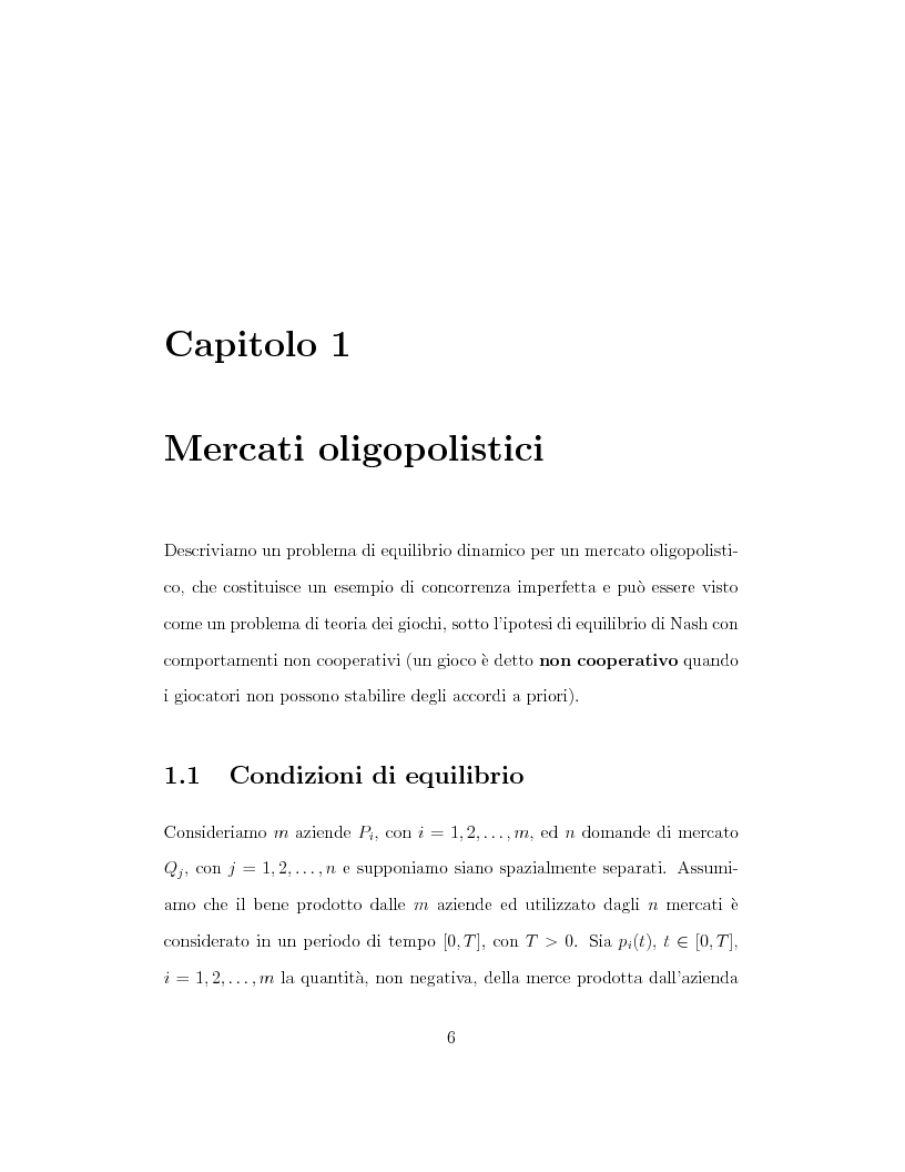 Anteprima della tesi: Equilibrio dinamico per i mercati oligopolistici, Pagina 5