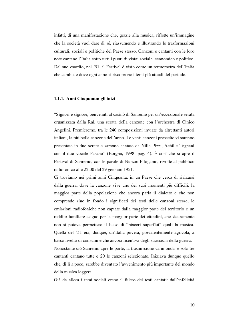 Anteprima della tesi: L'Italia che cambia: analisi statistico-testuale delle canzoni del Festival di Sanremo dagli anni '50 ad oggi, Pagina 3