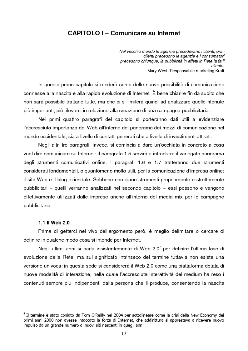 Anteprima della tesi: L'integrazione di Internet nella pianificazione di una campagna pubblicitaria nazionale in Italia. Il caso MINI, Pagina 8