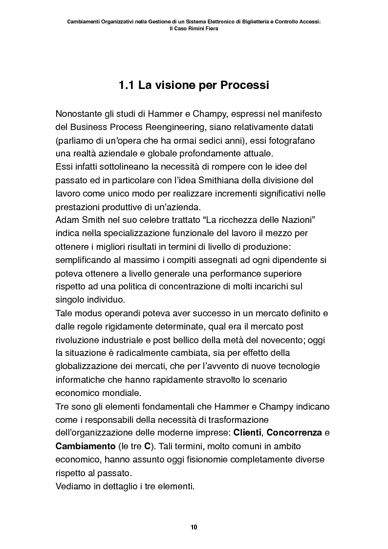 Anteprima della tesi: Cambiamenti organizzativi nella gestione di un sistema elettronico di biglietteria e controllo accessi: il caso Rimini Fiera, Pagina 5