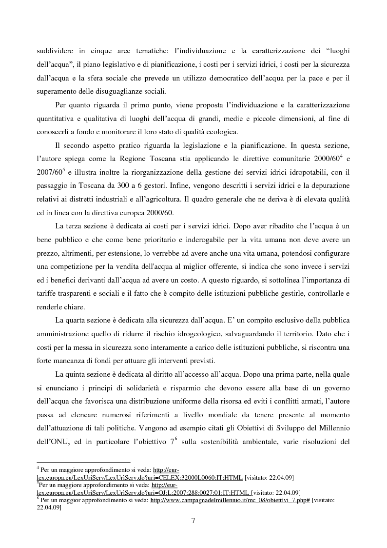 Anteprima della tesi: La Toscana per una nuova cultura dell'acqua. Saggio di traduzione, Pagina 6