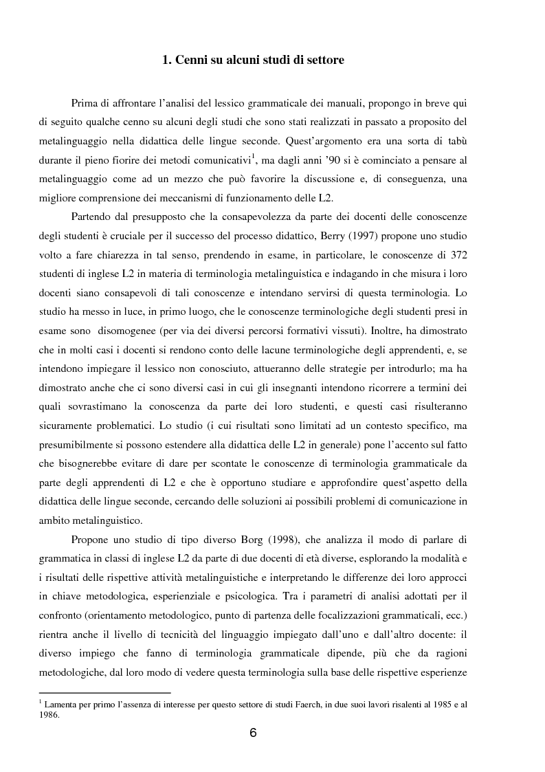 Anteprima della tesi: Le parole della grammatica nei manuali di italiano L2, Pagina 3