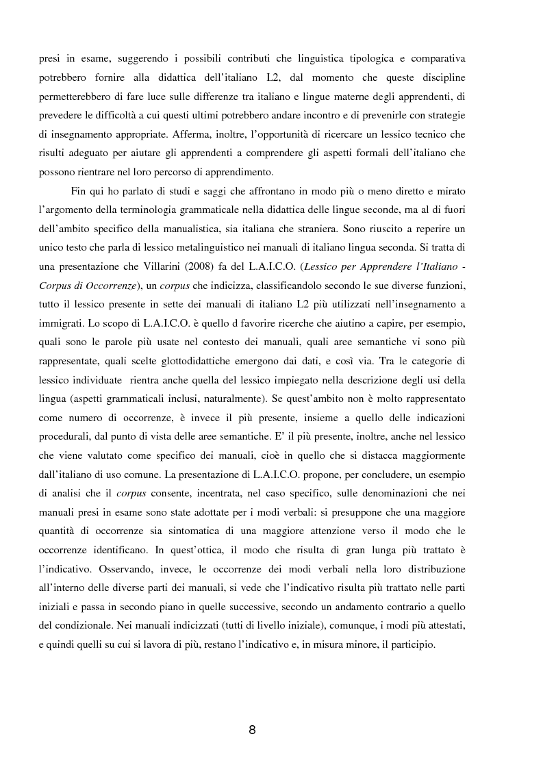 Anteprima della tesi: Le parole della grammatica nei manuali di italiano L2, Pagina 5
