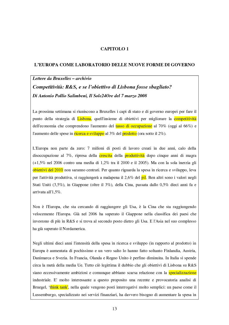 Anteprima della tesi: Modelli e tecniche di governo europeo attraverso un caso di governance regionale, Pagina 9