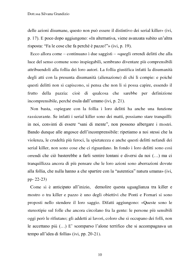 Estratto dalla tesi: I serial Killer e ''il fascino della distruttività''. L'estremo di un infanzia negata?