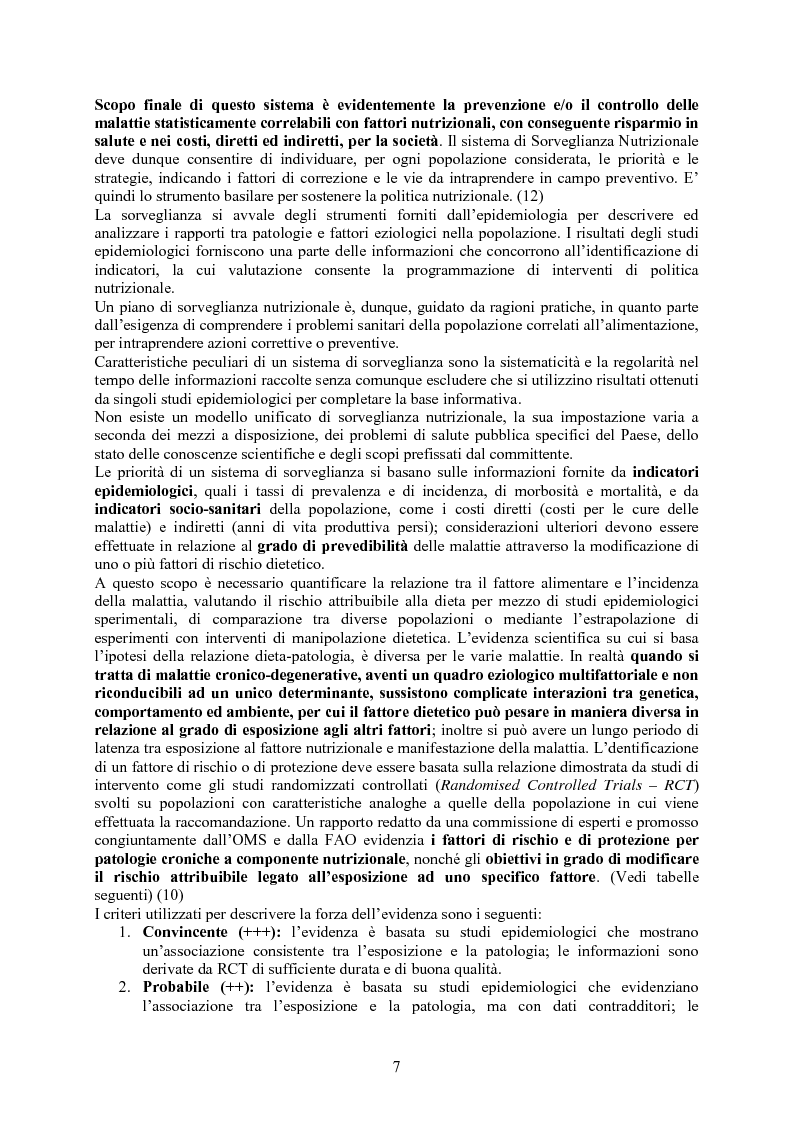 Anteprima della tesi: Protocollo di sorveglianza nutrizionale: Progetto pilota ASL di Como su bambini, adolescenti e adulti - 2006-2007, Pagina 10