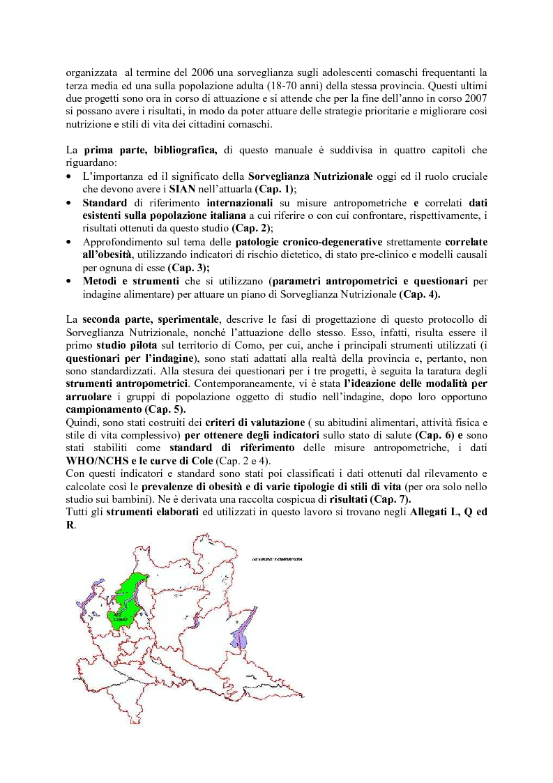 Anteprima della tesi: Protocollo di sorveglianza nutrizionale: Progetto pilota ASL di Como su bambini, adolescenti e adulti - 2006-2007, Pagina 3