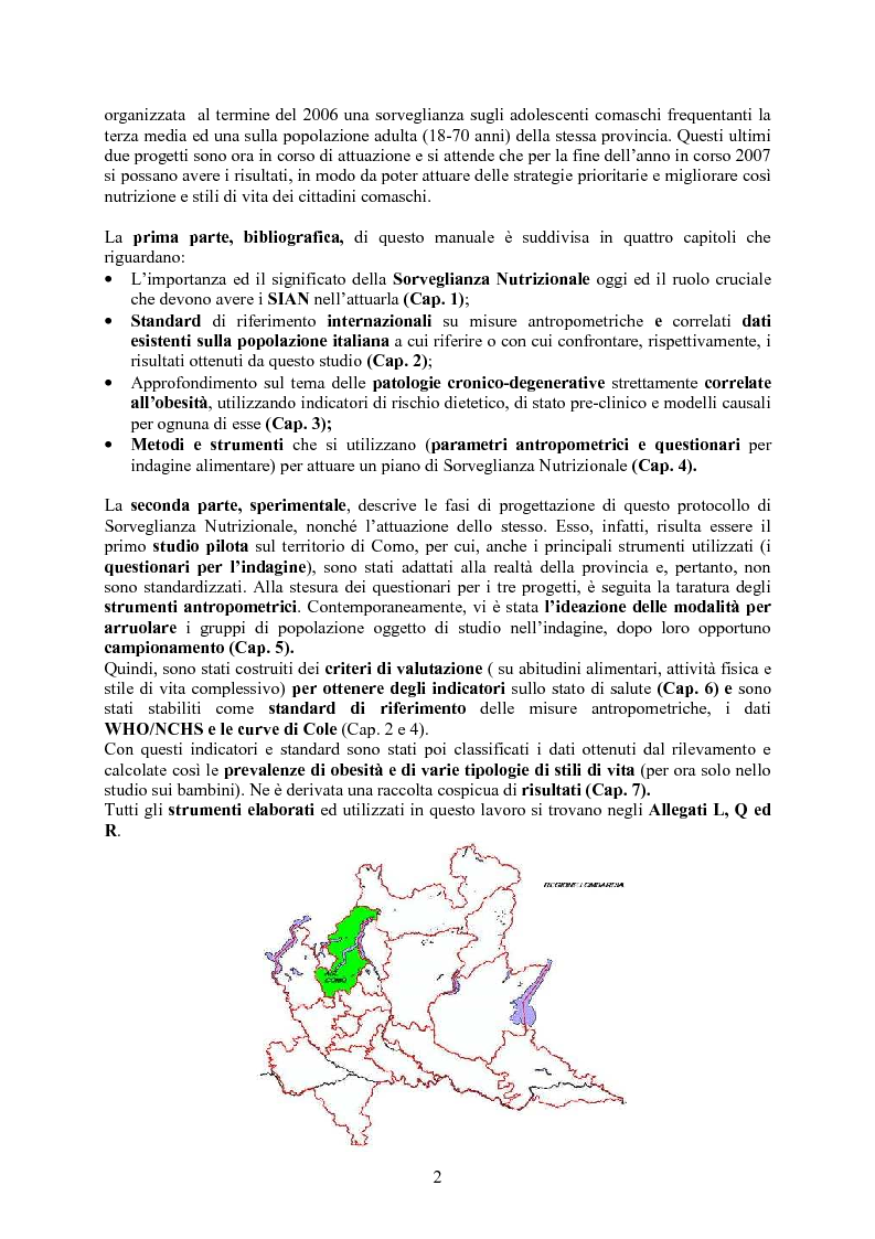 Anteprima della tesi: Protocollo di sorveglianza nutrizionale: Progetto pilota ASL di Como su bambini, adolescenti e adulti - 2006-2007, Pagina 5