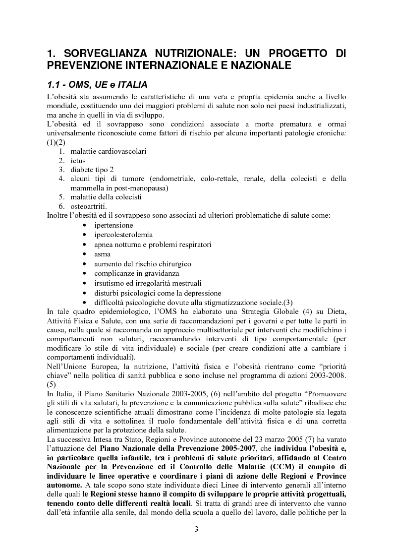 Anteprima della tesi: Protocollo di sorveglianza nutrizionale: Progetto pilota ASL di Como su bambini, adolescenti e adulti - 2006-2007, Pagina 6