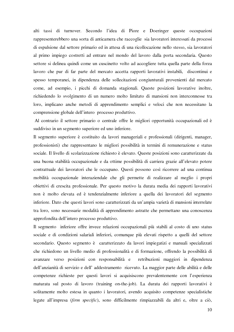 Estratto dalla tesi: I mercati interni del lavoro: teorie classiche e nuove prospettive di analisi