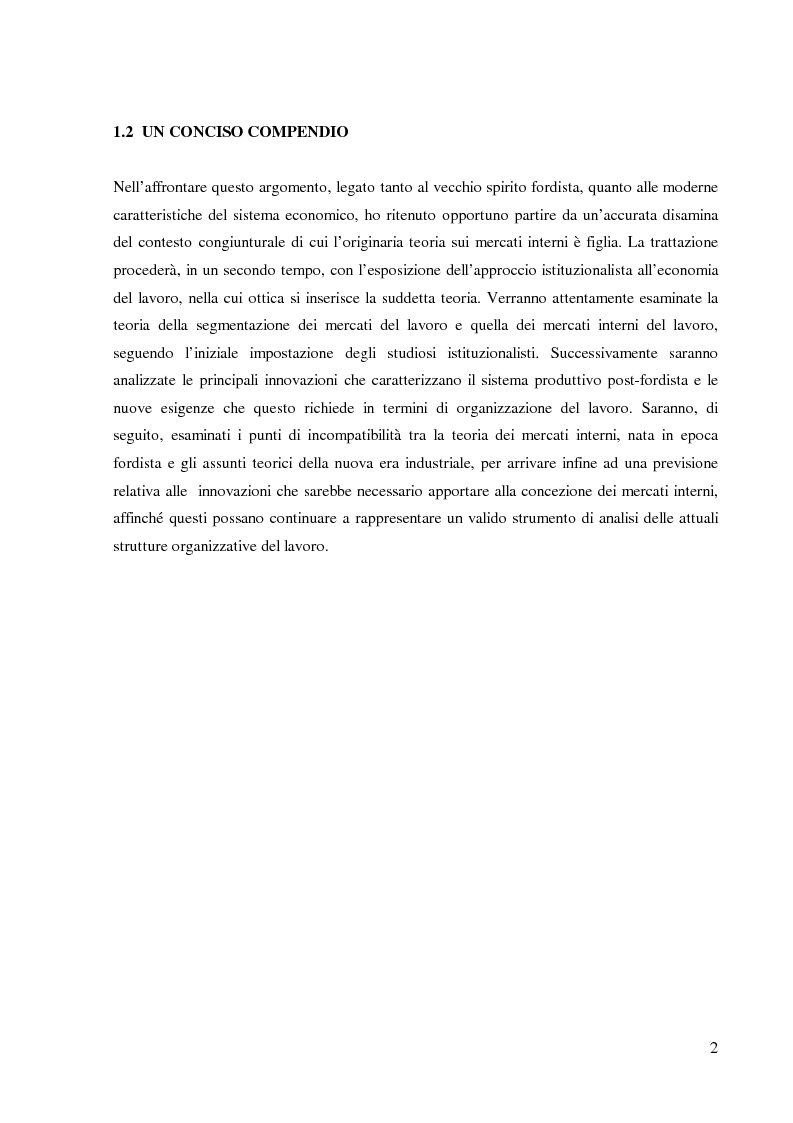 Anteprima della tesi: I mercati interni del lavoro: teorie classiche e nuove prospettive di analisi, Pagina 3