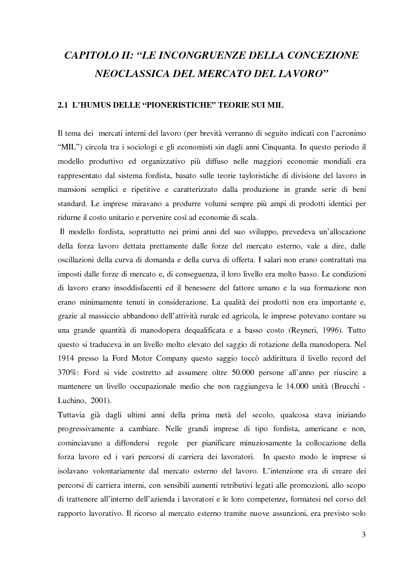 Anteprima della tesi: I mercati interni del lavoro: teorie classiche e nuove prospettive di analisi, Pagina 4