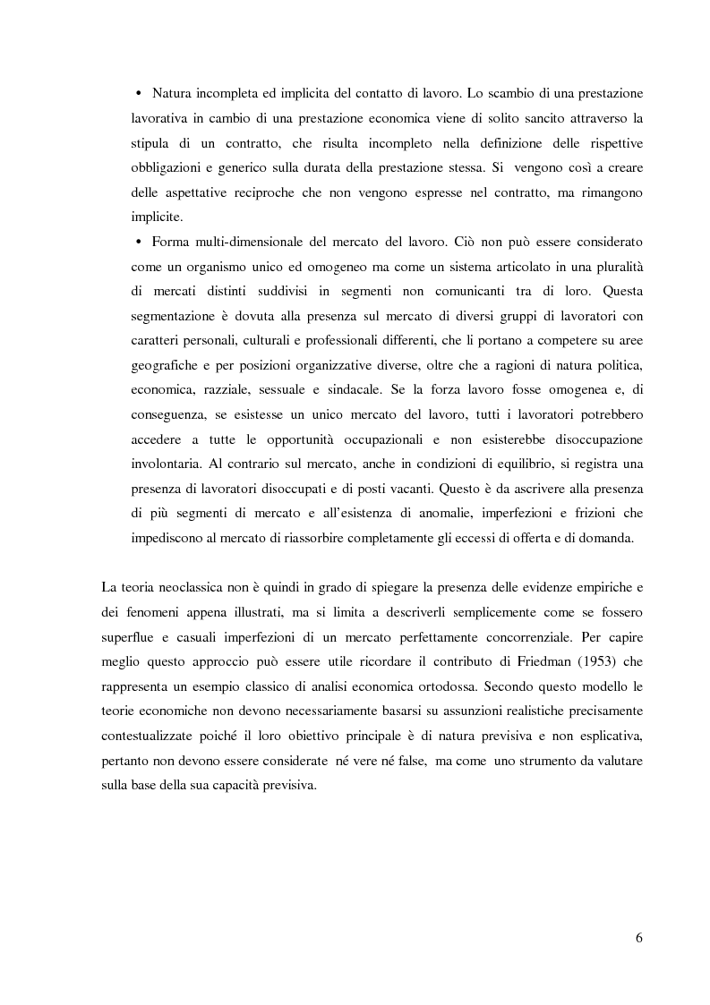 Anteprima della tesi: I mercati interni del lavoro: teorie classiche e nuove prospettive di analisi, Pagina 7