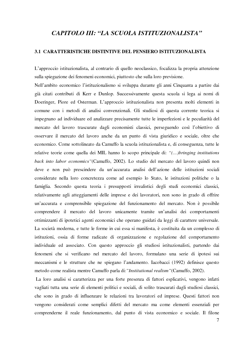 Anteprima della tesi: I mercati interni del lavoro: teorie classiche e nuove prospettive di analisi, Pagina 8