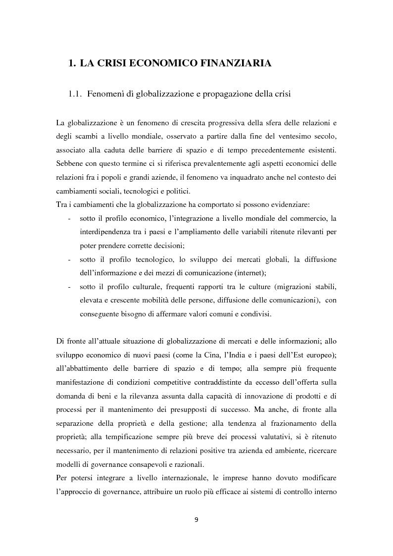 Anteprima della tesi: Crisi economica globale ed efficacia dei sistemi di controllo esterno, Pagina 5