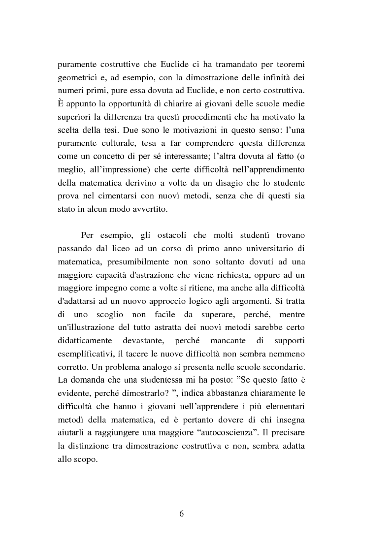 Anteprima della tesi: Dimostrazione costruttiva e non costruttiva in teoremi di esistenza. Un'esperienza didattica nelle scuole secondarie superiori., Pagina 3