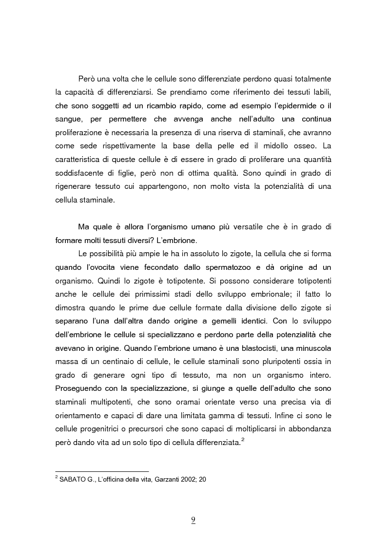 Anteprima della tesi: Donazione delle cellule staminali da cordone ombelicale. Progetto di raccolta ed ipotesi applicativa per la Provincia Autonoma di Bolzano, Pagina 6