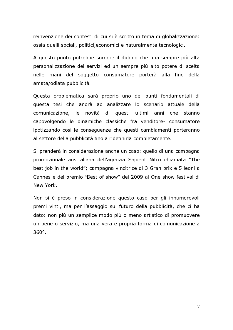 Anteprima della tesi: Verso una nuova era della comunicazione. Il caso ''The Best Job in the World'', Pagina 5