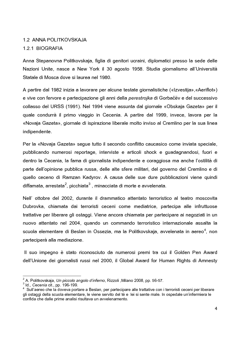 Anteprima della tesi: Anna Politkovskaja e la guerra in Cecenia, Pagina 3