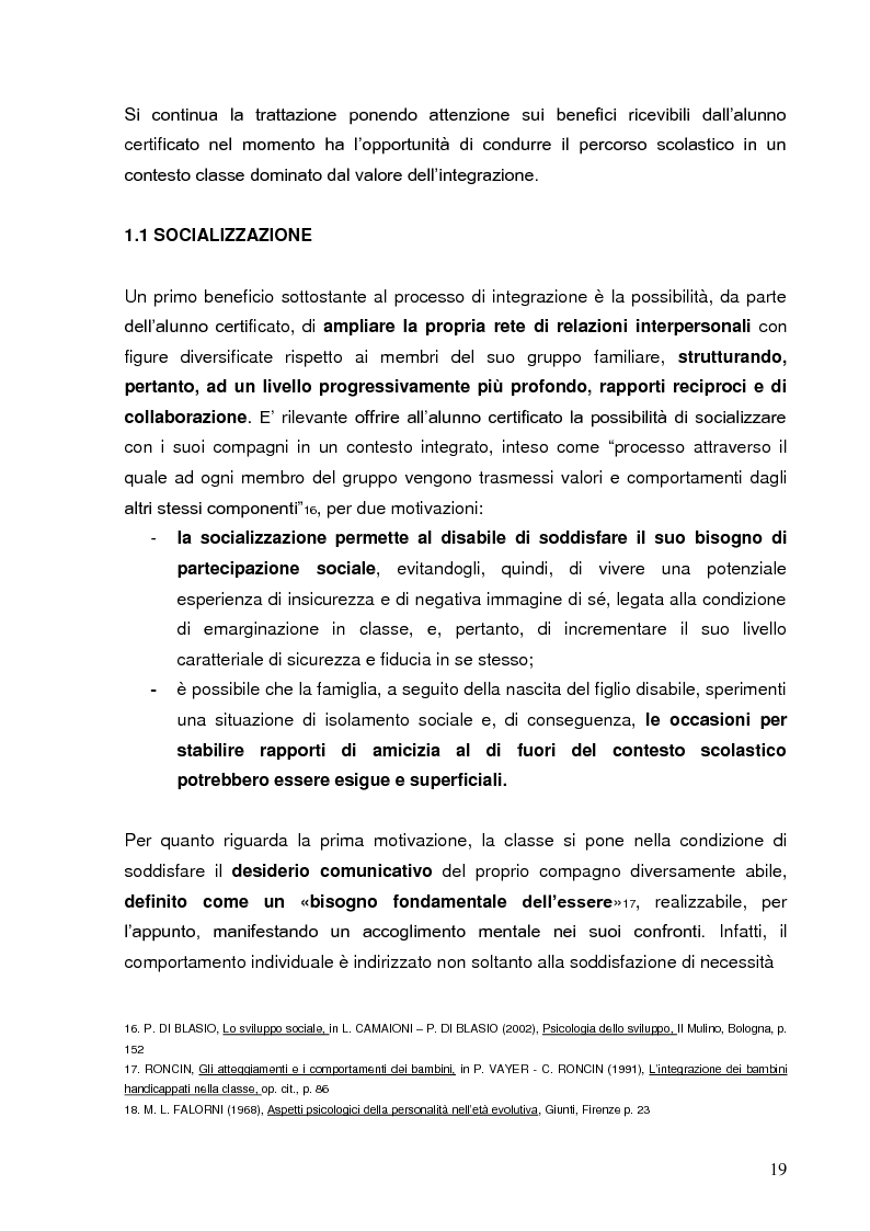 Anteprima della tesi: I compagni di classe: una risorsa per l'integrazione, Pagina 6