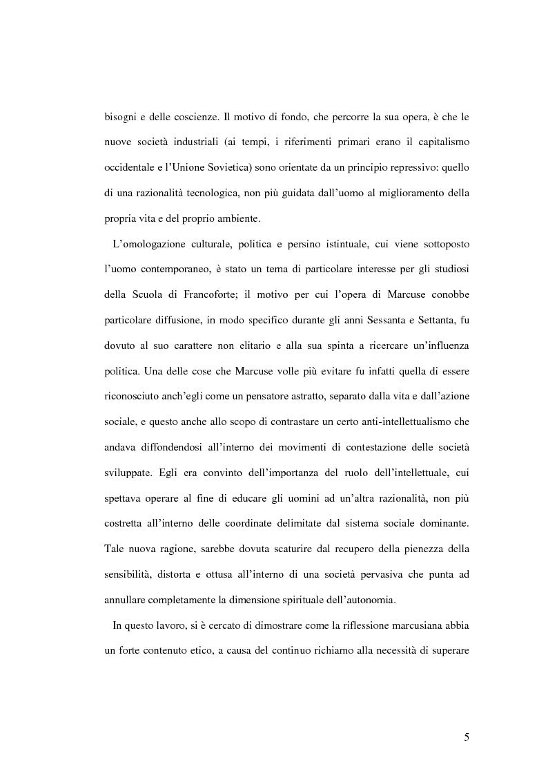 Anteprima della tesi: Il dissenso e l'etica. Riflessioni su Herbert Marcuse., Pagina 3